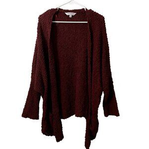 Davis & Dani red deep coral cardigan pockets comfortable winter warm casual